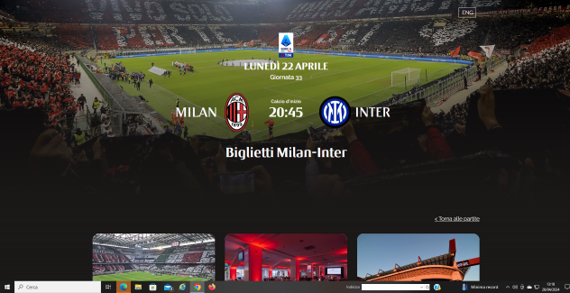 2 biglietti MILAN INTER 1deg arancio laterale solo per CRN