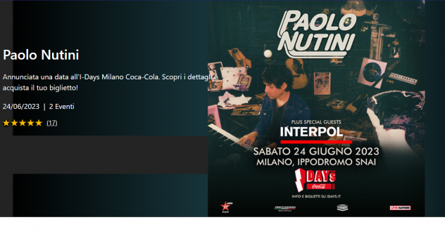 2 Biglietti Paolo Nutini 24 giugno Milano