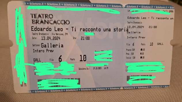 2 biglietti per Edoardo Leo Ti racconto una storia 130424 Teatro Brancaccio