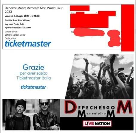 2 biglietti prato gold per concerto Depeche Mode Milano venerdigrave 14