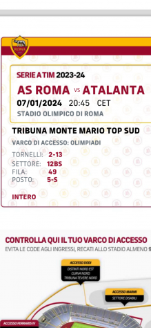 2 biglietti Roma -Atalanta