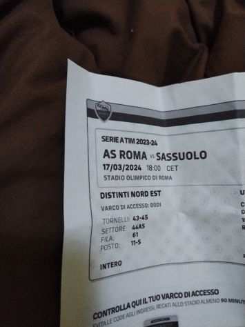 2 biglietti roma sassuolo distinti nord est