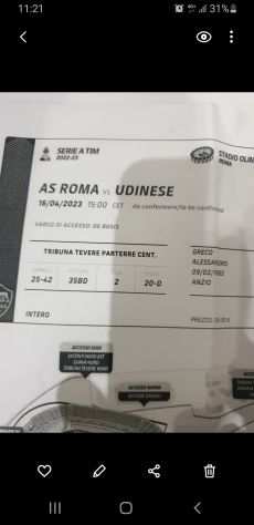 2 Biglietti Roma-Udinese