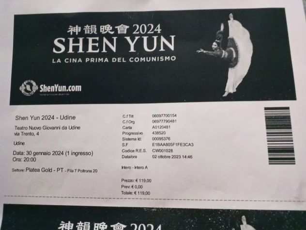 2 biglietti spettacolo SHEN YUN