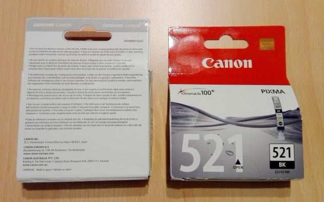 2 cartucce canon cli-521bk originali nuove