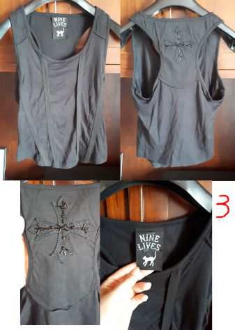 2 euro il pezzo maglia gotico donna canotta nero pizzo gothic shirt top t-shirt