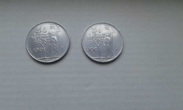 2 monete da 100 lire del 1966
