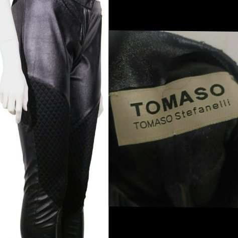 2 pantaloni neri in ecopelle di Mangano e Tomaso -tg. 40
