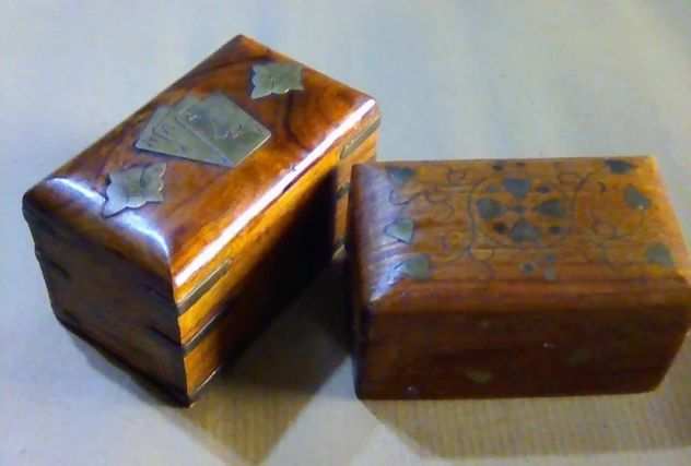 2 scatole portacarte in legno