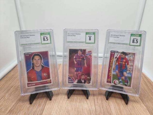 200708 amp 201213 - Panini - FC Barcelona - Lionel Messi - 3 Graded card - CSG 8.5