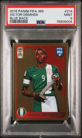 2016 - Panini - FIFA 365 - Victor Osimhen - 214 Blue Back - Rookie - 1 Graded sticker - PSA 9