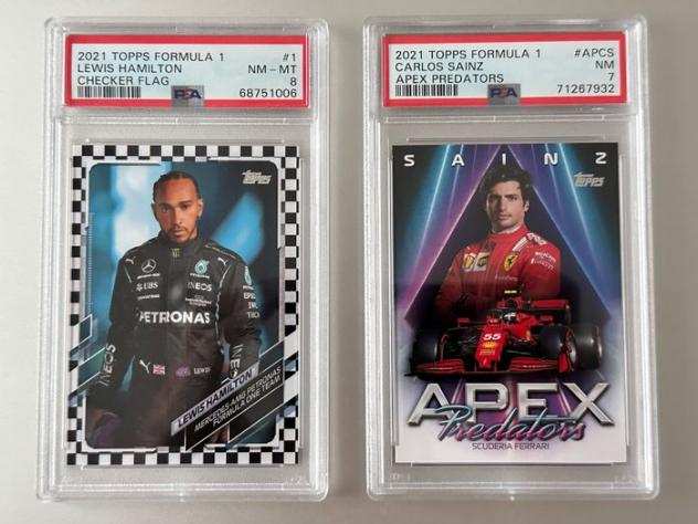 2021 Topps Apex Predators Sainz - Hamilton - Lot of 2 cards - PSA graded