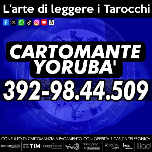 Prenota un consulto con il Cartomante YORUBA'. Avrai una seduta di 30 minuti per inquadrare i tuoi problemi a 360 gradi