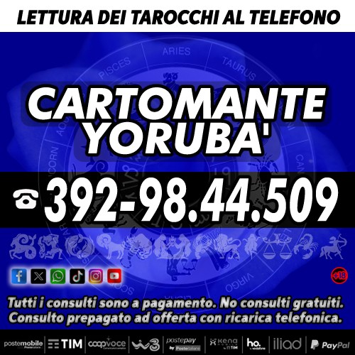 Il Cartomante Yorubà è presente anche su: Facebook, Instagram, Youtube, Tiktok, WhatsApp, X (Twitter) e Threads.