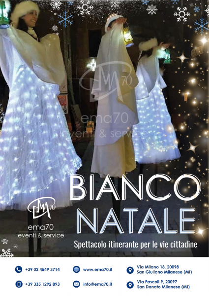 BIANCO NATALE  - PERFORMANCE ITINERANTE PER LE VIE DELLA TUA CITTA’ – SPETTACOLO CON COREOGRAFIE DI TRAMPOLIERI IN COSTUMI LUMINOSI  – EVENTI AZIENDALI - EVENTI PRIVATI -EVENTI PUBBLICI