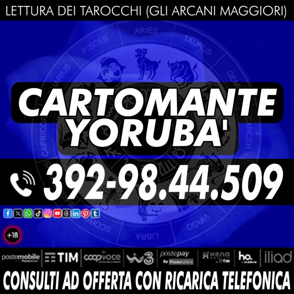 Chiamami ora per un consulto di cartomanzia professionale: Cartomante Yorubà
