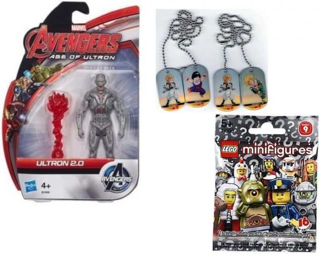 3 piccoli giocatoli perfetti per regalo(Ultron,Lego e 2 ciondoli YU GI OH)