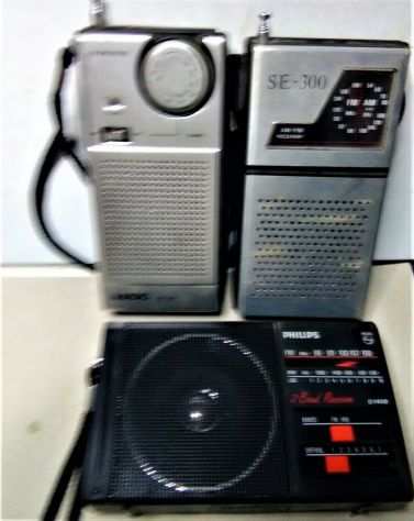 3 radio vintage anni 70 a transistor a batterie - funzionanti .
