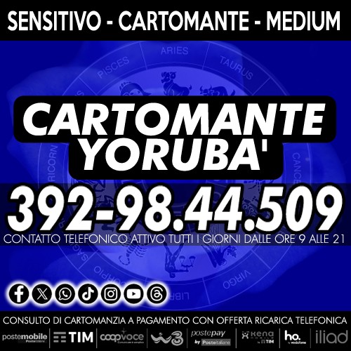 Da circa 30 anni alla ribalta nel mondo dell'occulto: Cartomante Yorubà