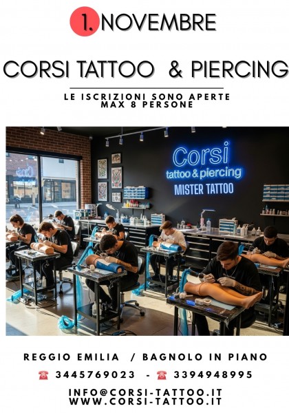 1.NOVEMBRE.2025 INIZIANO CORSI TATTOO PIERCING MICRODERMAL P.M.U 