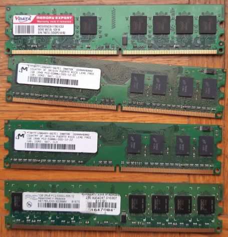 4 banchi di memoria Ram desktop 1 gb, DDR2 667 PC2-5300U x 4