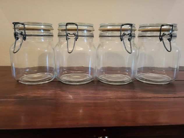 4 barattoli in vetro vintage con tappo ermetico 1 litro