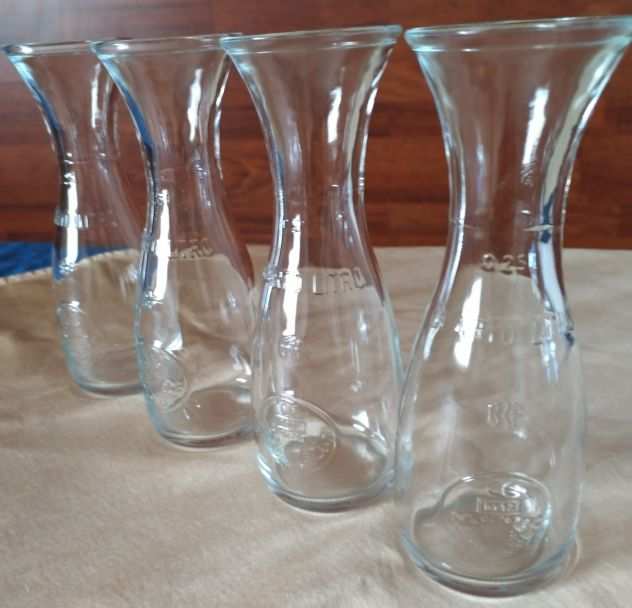 4 PZ BROCCA 250ML MISURA CARAFFA IN VETRO COLLO DOCA PER ACQUA VINO QUARTO LITR