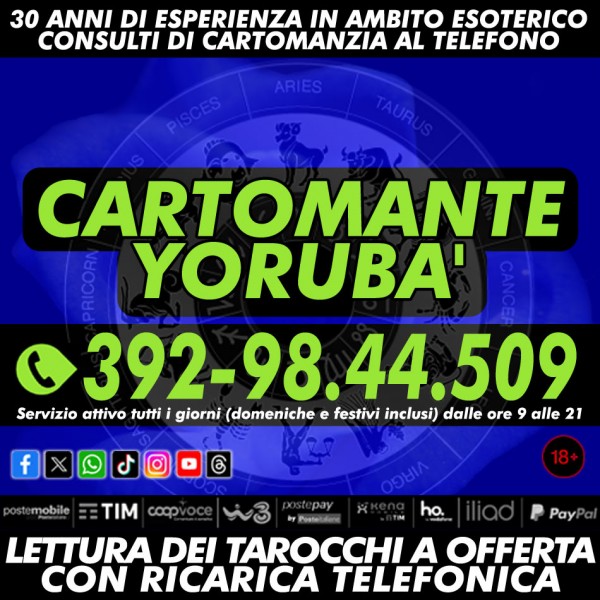 Con il Cartomante YORUBA' sono garantite soluzioni al 100%