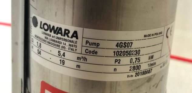 4GS07 Lowara Corpo Pompa sommersa per pozzi portata fino a 5.4 mch