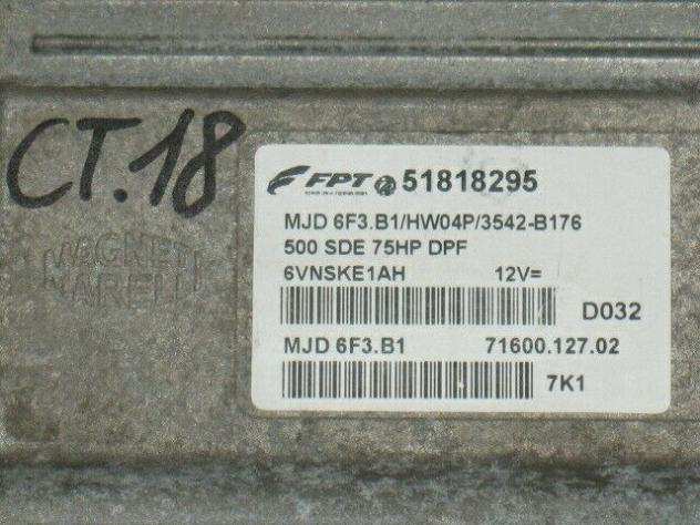 51818295 ECU CENTRALINA FIAT 500 1.3 51818295 MJD 6F3.B1 HW04P