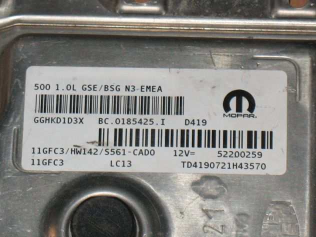 52200259 ECU CENTRALINA FIAT 5001.0L GSE HYBRID 52200259 11GFC3 HW142 BC0185425I