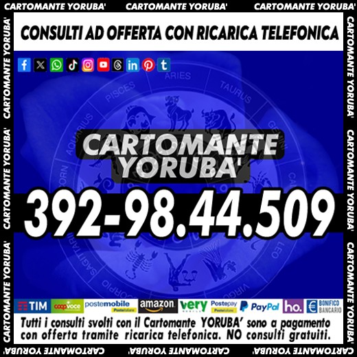 Il Cartomante Yoruba' è a tua disposizione 7 giorni su 7 dalle ore 9 alle 21