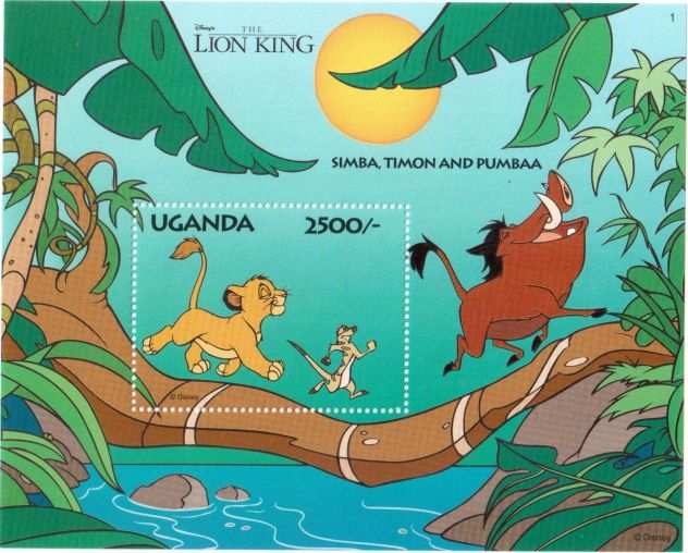 6 foglietti nuovi da collezione quotLion Kingquot Uganda