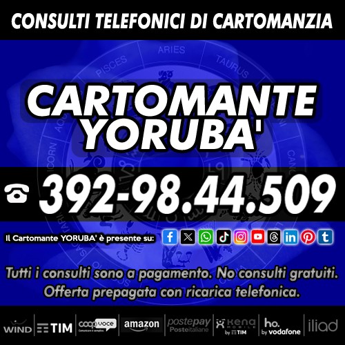 Sensitività e Medianità pura. Esperienza trentennale. Cartomante Yorubà.