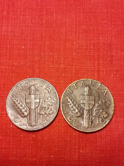 8 monete SPL 10 cent V.E.III Impero1936 38 39 40