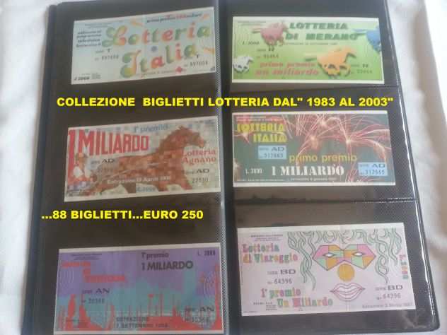 88 biglietti della lotteria ITALIA dal 1983 al 2003