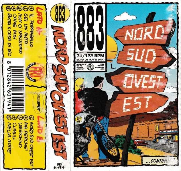 883 (Max Pezzali) Nord, Sud, Ovest, Est - Cassetta,TapeAlbum,MC,K7 RED - 1993