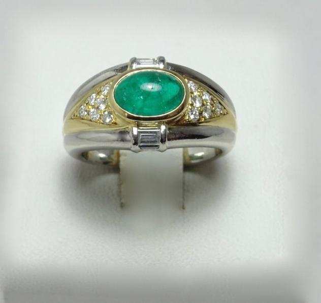 900 Platino - Anello - 1.36 ct Smeraldo - Diamanti