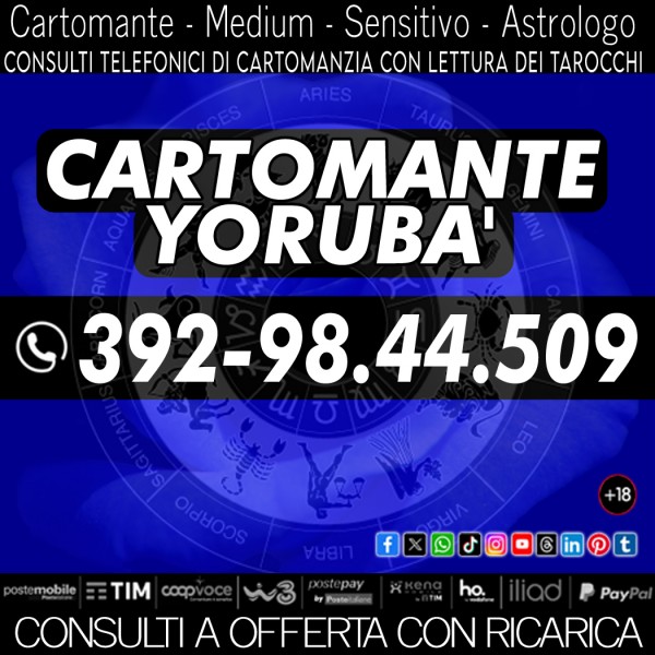 Chiamami ora per un consulto di cartomanzia professionale: Cartomante Yorubà