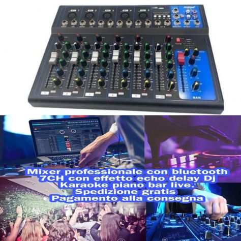 95euro.Mixer con bluetooth 7CH professionale con echo delay Dj Karaoke piano bar li