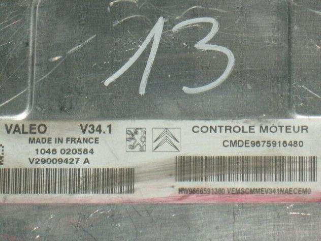 9675916480 ECU PEUGEOT 207 208 C3 VALEO V34.1 CMDE9675916480 HW 9666591380