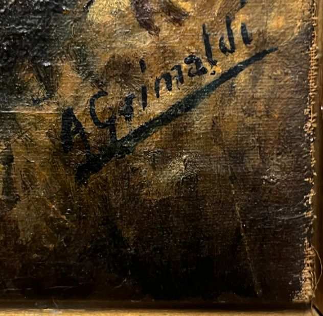 A. Grimaldi scuola italiana bagnanti olio su tela quadro pittore
