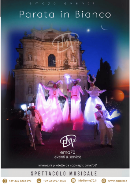 PARATA IN BIANCO - SFILATA SUI TRAMPOLI – COREOGRAFIE E DANZE - EMA 70 EVENTI - COSTUMI SCENICI PER  EVENTI DI PIAZZA – EVENTI AZIENDALI – EVENTI PRIVATI – EVENTI PUBBLICI
