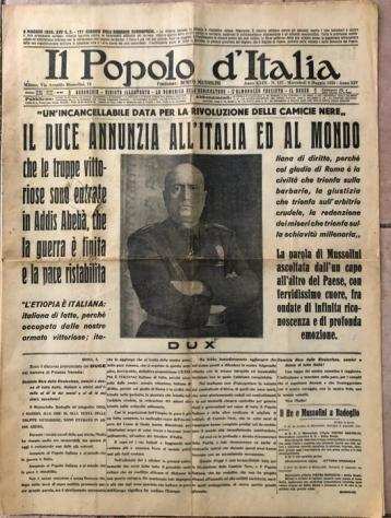 AA. VV. - Conquista di Addis Abeba - Il Popolo dItalia, Giornale completo, originale, 8 pagine, 1936 - 1936