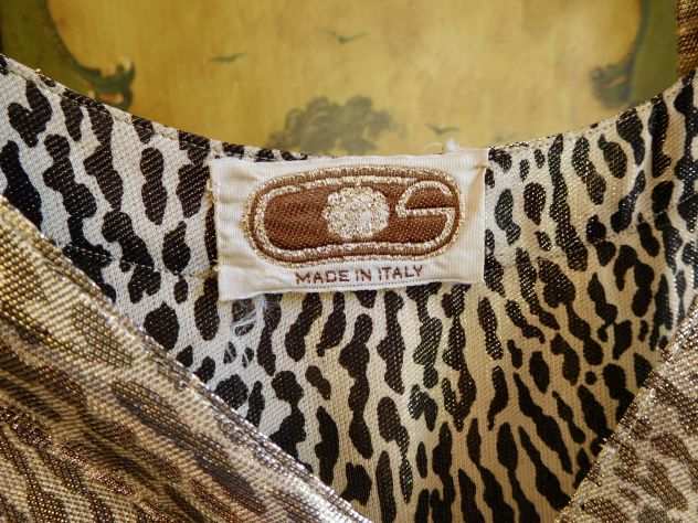 Abito donna in LAME DI PURA SETA a motivo leopardato, taglia 42. MADE IN ITALY