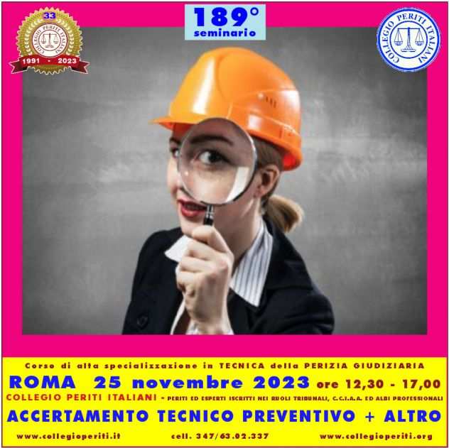 Accertamento Tecnico Preventivo  ALTRO - ROMA 25 novembre 2023