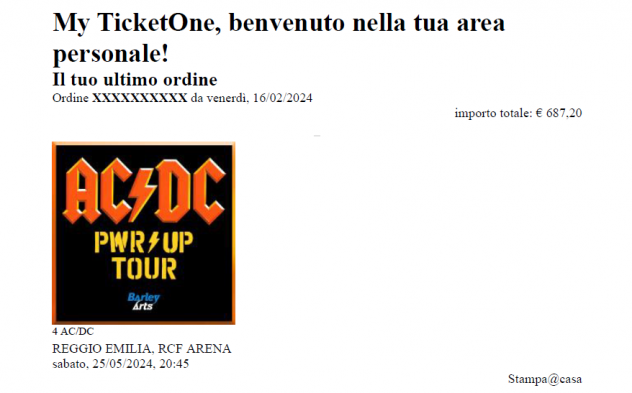 ACDC Biglietti RED ZONE Reggio Emilia 250524
