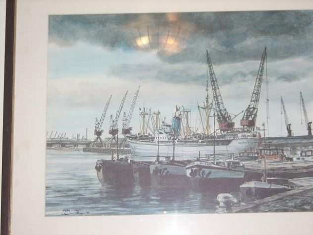 Acquarello originale porto di Rotterdam