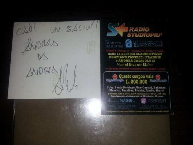 ADESIVO AUTOGRAFATO INTROVABILE ORIGINALE DA ANDREA CATAVOLO DI RADIO STUDIO PIugrave