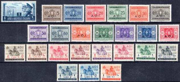 Africa orientale italiana 19391942 - Splendido lotto di segnatasse  un esemplare di posta aerea, tutti nuovi anche con ottima centratura - Sass. ndeg